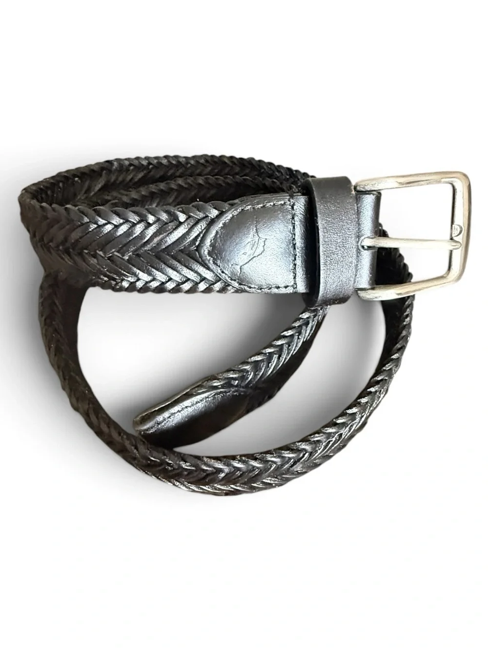 Tommy Bahama | Women’s Black Braided Leather Stretch Belt w/ Marlin Logo